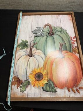 Autumn Pumpkin Wooden Tray Wall Art - Sunflower Accents